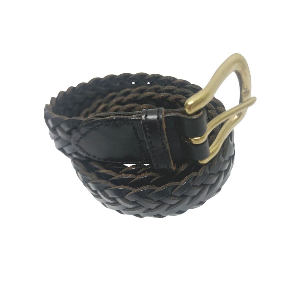 Brown Genuine Leather Braided Belt 34 - GG